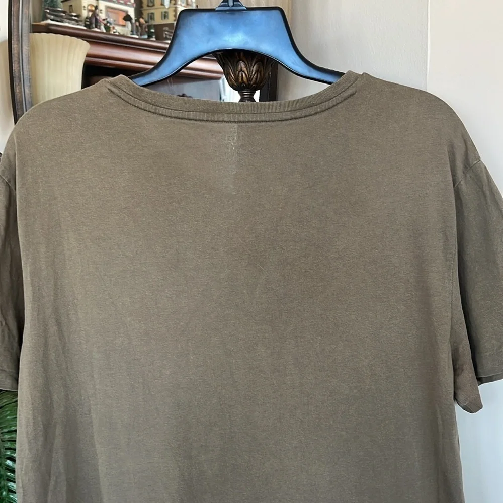 Polo Ralph Lauren Olive Green V-Neck Cotton Short Sleeve T-Shirt Top Pony